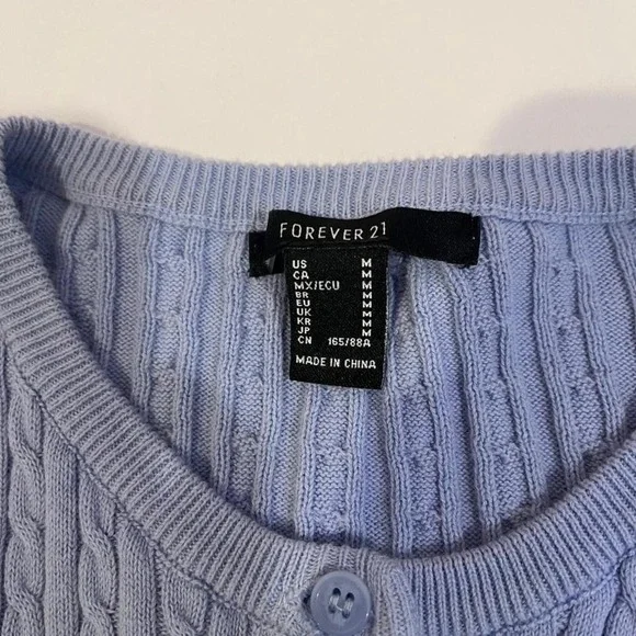 ⭐purple cable knit cotton cardigan sweater medium - Picture 4 of 7